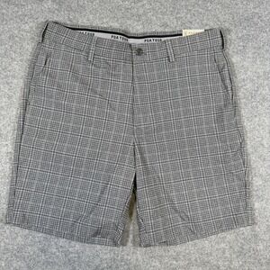 PGA TOUR Golf Shorts Mens 34 Gray Check Active Waistband Stretch Casual